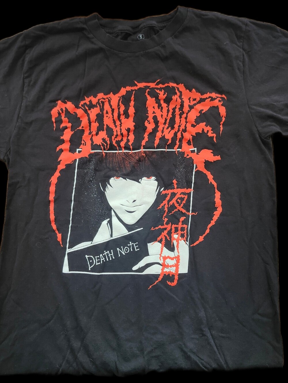 Ripple Junction Black T-Shirt with Red and White Death Note Graphic